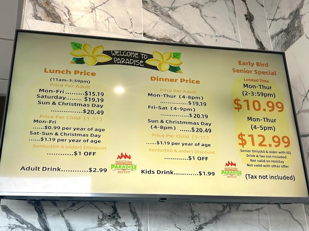 Paradise Buffet Bell Menu image 2